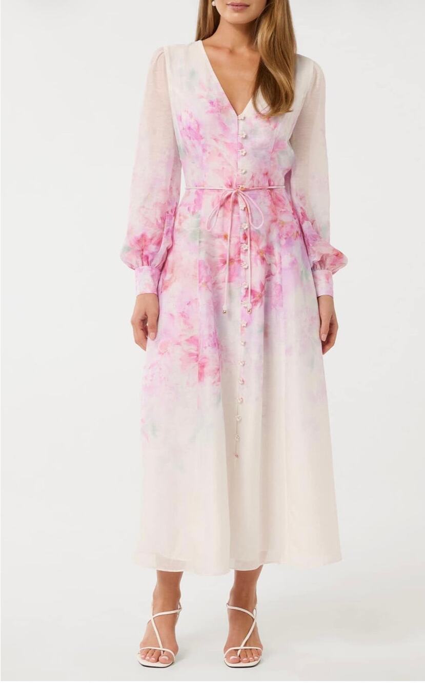 Ever New Kahlani Floral Long Sleeve Midi Dress Size 10 NWT